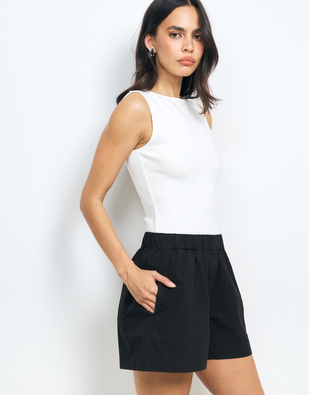 AERE - Sabrina Wide Leg Mid Waisted Shorts