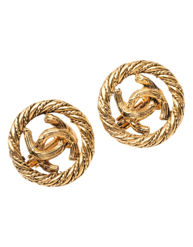 Pre-Loved by Azura Reborn - Pre-Loved CC Gold Plated Round Clip on Earrings