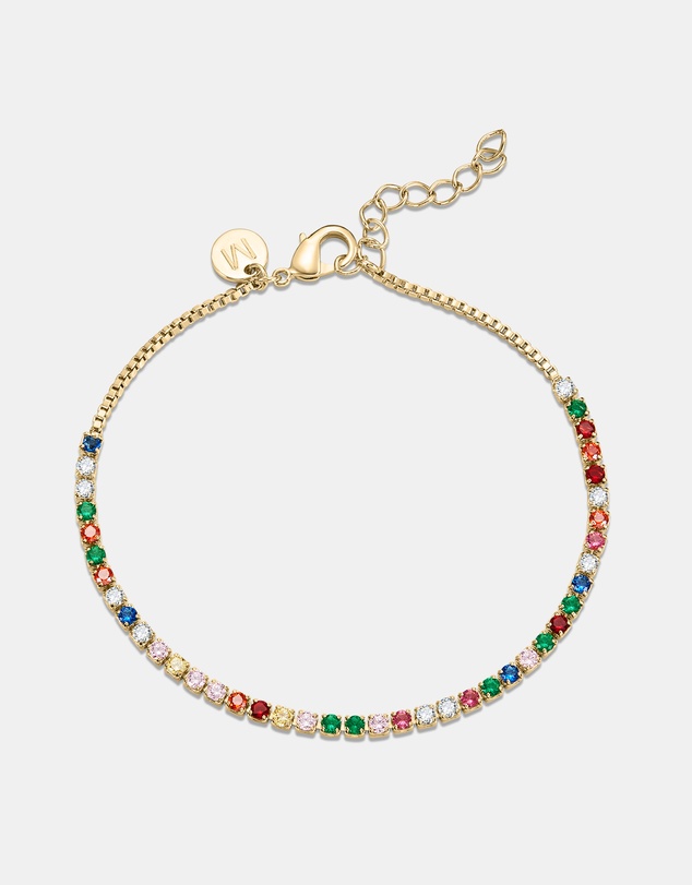 Mestige Kids - Sweetheart Vibrant Tennis Bracelet - 18K Gold Plated
