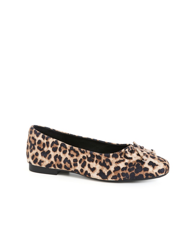 City Chic - WIDE FIT Aria Leopard Ballet Flat