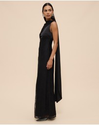 CHANCERY - Nia Self Scarf Satin and Lace Maxi Dress
