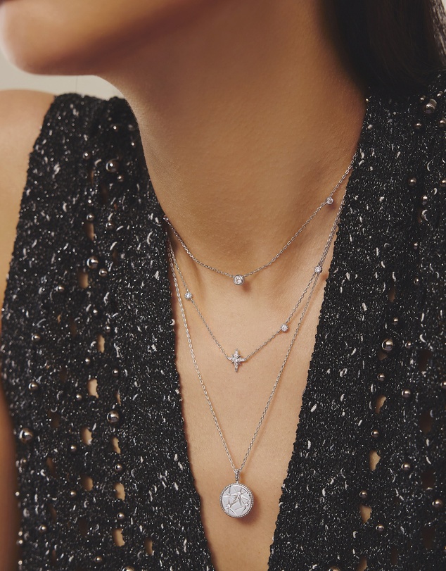 Ania Haie - Ania Haie Silver Eight-Pointed Star Cubic Zirconia Station Necklace