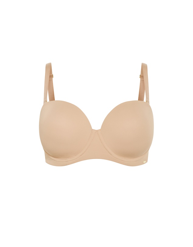 City Chic - Plus Size Luxe Microfibre Strapless Bra - cafe