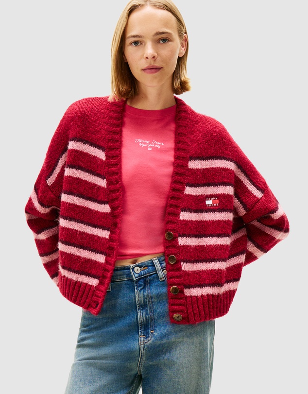 Tommy Jeans - Badge Stripe Fluffy Cardigan
