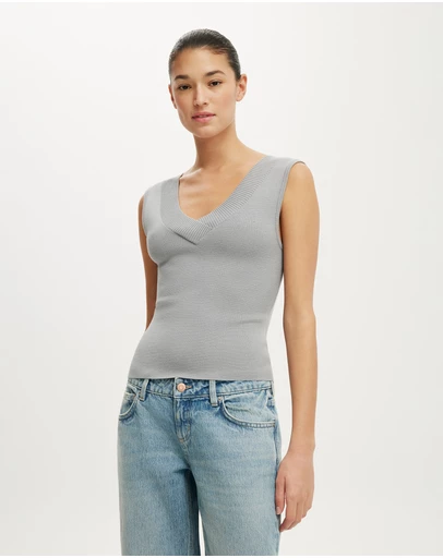 Cotton On - Double Knit V Neck Tank