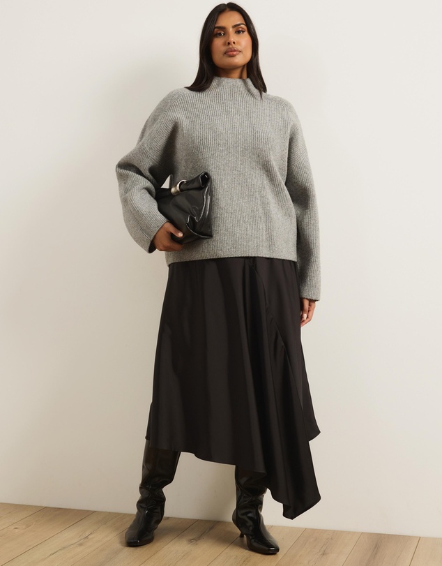Atmos&Here Curvy - Bonnie Asymmetrical Handkerchief Midi Skirt