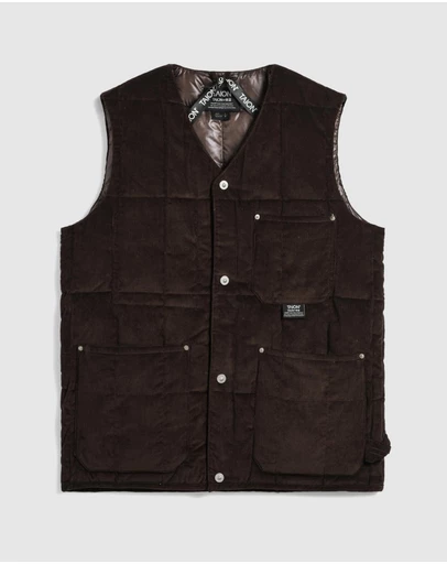 TAION - Work V Neck Button Corduroy Down Vest