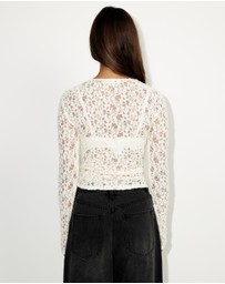 Dazie - Rosie Romance Sheer Lace Long Sleeve Top