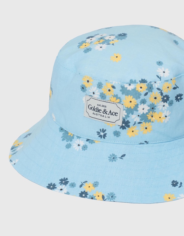 Goldie + Ace - Cotton Rayon Blue Bucket Hat - ICONIC EXCLUSIVE - Babies-Teens