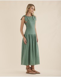 Amelius - Mavie Bow Linen Maxi Dress