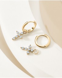 Mestige - Faith Cross Hoops - 18K Gold Plated