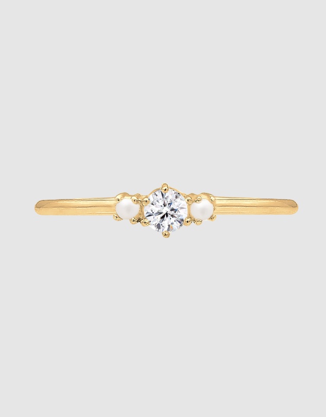 Elli Jewelry - Ring Synthetic Pearls in 925 Sterling Silver Gold Plated