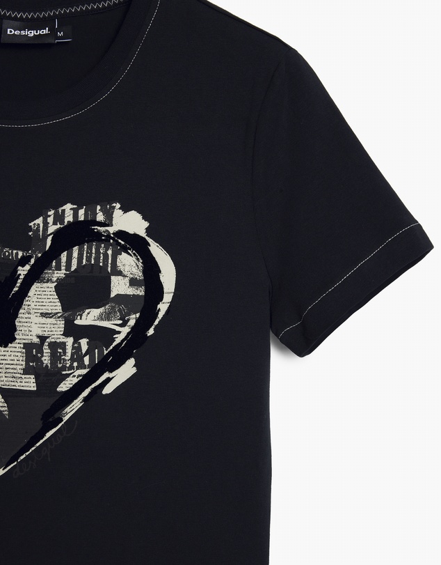 Desigual - Newspaper heart T-shirt