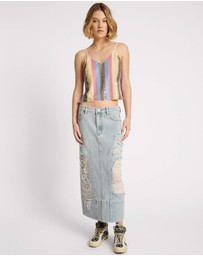 ONE TEASPOON - Fleetwood Cassidy Mid Waist Long Denim Column Skirt