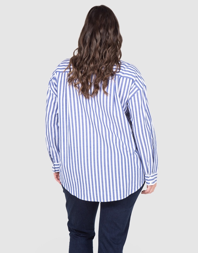 Love Your Wardrobe - Carrie Stripe Drop Shoulder Cotton Shirt