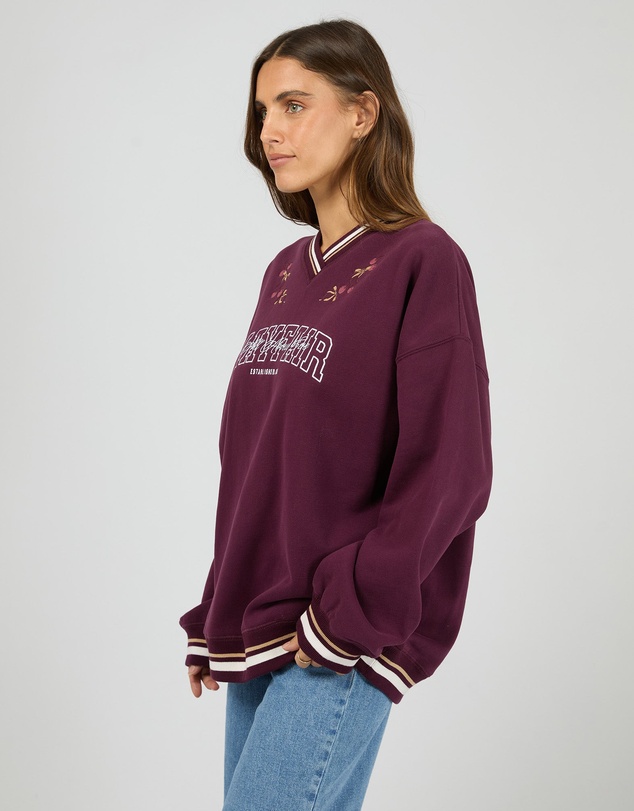 All About Eve - Mayfair V-Neck Relaxed Crew Wine
