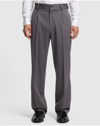 HUGO - Modern-Fit Trousers in Pin-Check Stretch Fabric