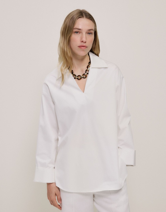 Trenery - Poplin Relaxed Longline Shirt in White