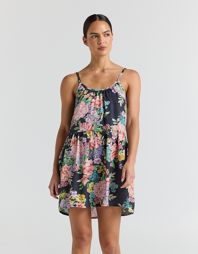 Poolside Paradiso - Jardin Slip Babydoll Dress - Black