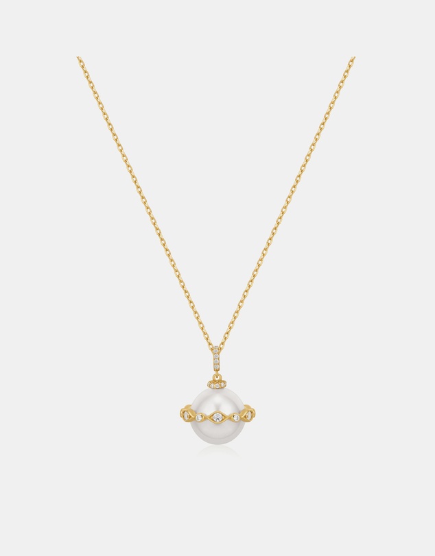 Ania Haie - Gold Shell Pearl Halo Evil-Eye Necklace