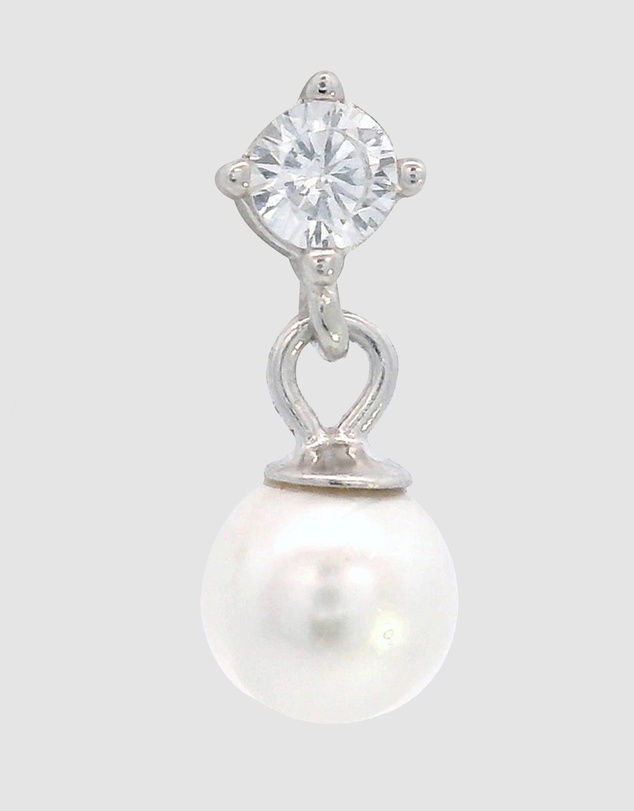 Georgini - Georgini Adagio Touch Of Sparkle Dangle Drop Pearl Earrings Silver