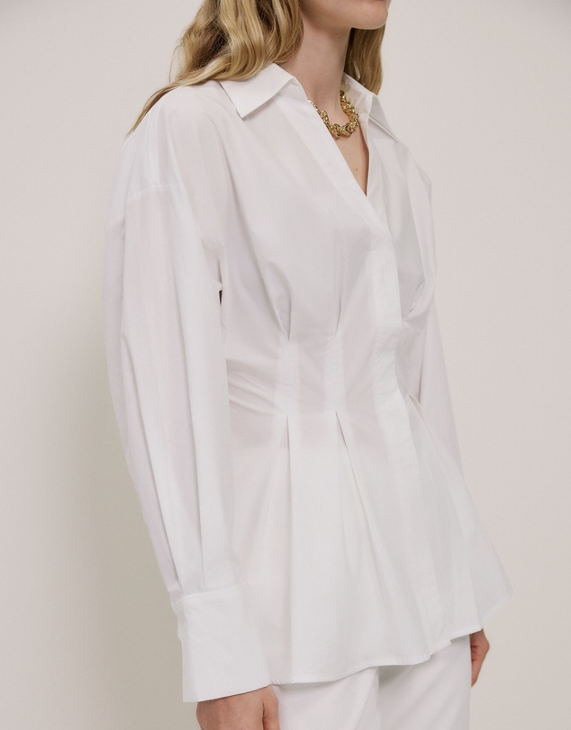 Trenery - Poplin Cinched Waist Shirt in White
