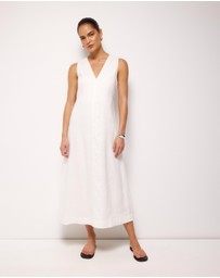 AERE - Jesse Linen V-Neck Midi Dress