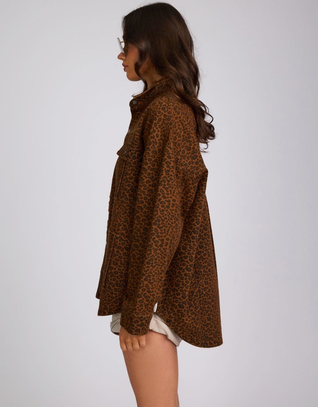 ONE TEASPOON - Longline Denim Jacket - Cheetah Print