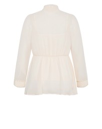 City Chic - Plus size Kara Stud Tie Neck Top - cream