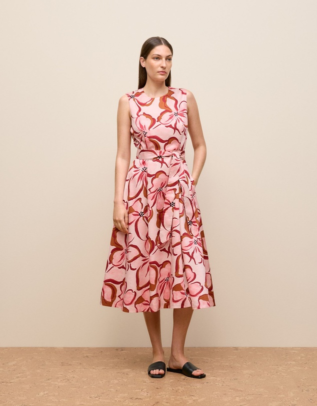 Trenery - Peony Sateen Sleeveless Dress in Soft Pink