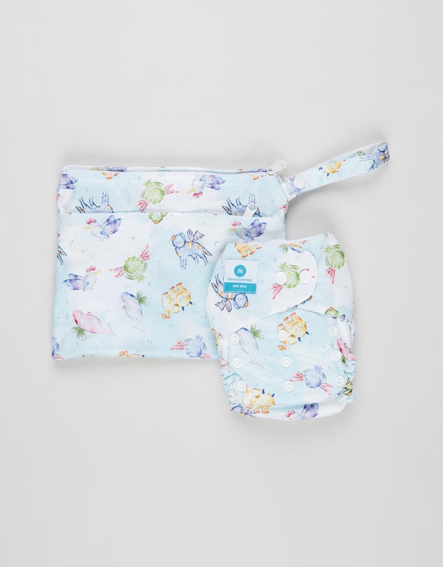 itti bitti - Bare Essentials One Size Fits Most Reusable Cloth Nappy & Wetbag