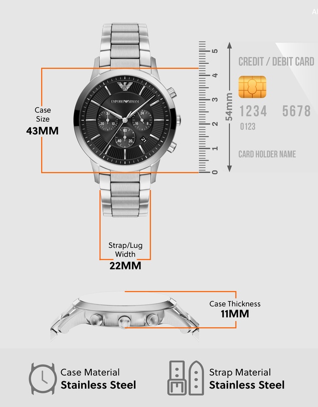 Emporio Armani - Silver Tone Chronograph Watch