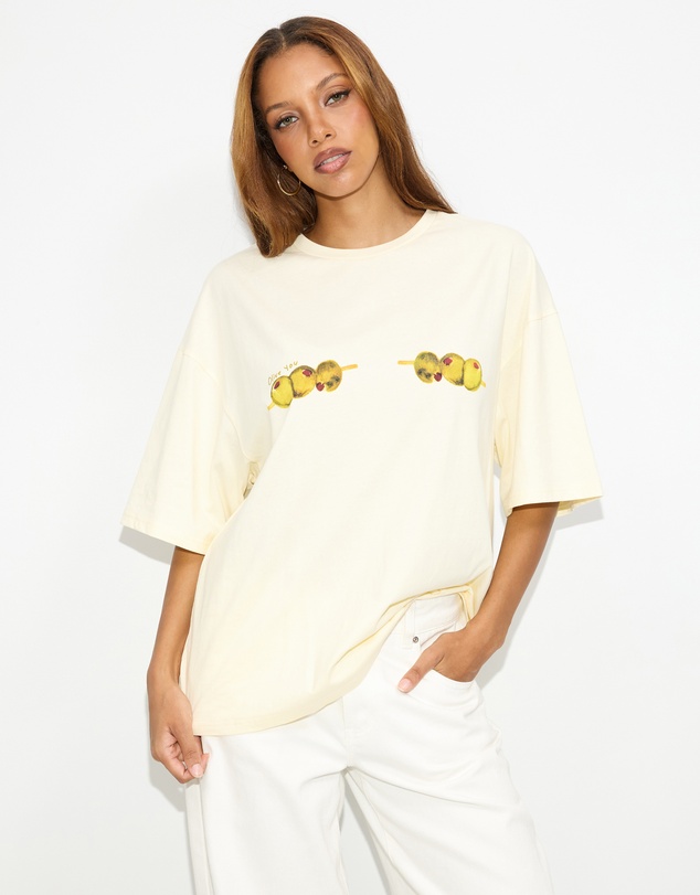 Dazie - Olive You Oversized Graphic Tee