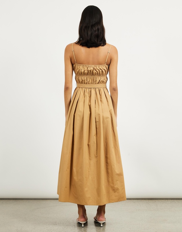 Minima Esenciales - Paloma Gathered Poplin Maxi Dress