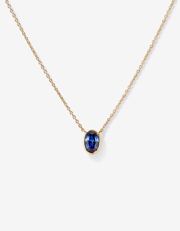 Michael Hill - Oval Blue Created Sapphire Bezel Necklace in 10kt Yellow Gold