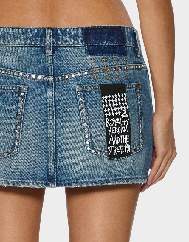 Ksubi - Micro Mini Skirt Texas Blue Studded