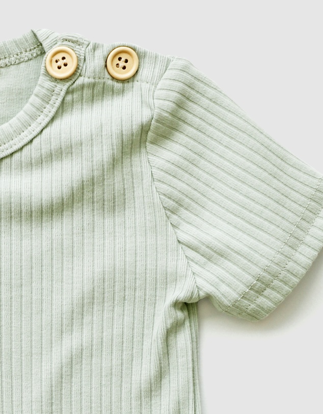 WITH LOVE FOR KIDS - BASICS Wide Ribbed Short Sleeve Onesie - Babies