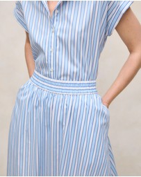 Trenery - Jacquard Stripe Poplin Skirt in Pastel Blue