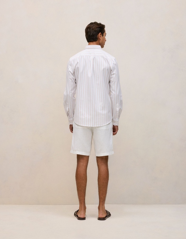 Trenery - Regular Fit Yarn Dyed Stripe Oxford Shirt in White