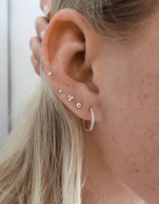Luna Rae - Solid Gold - Petite Trio Studs