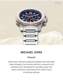 Michael Kors - Prescott Silver Tone Chronograph Watch
