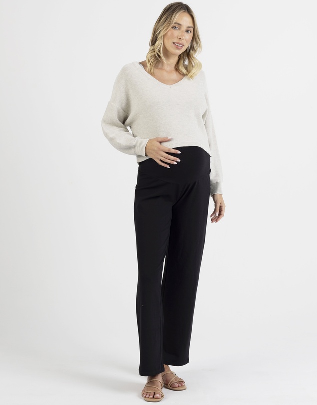 Angel Maternity - Straight Cut Maternity Bamboo Pants in Black