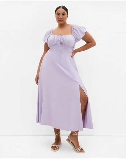 City Chic - Plus size Abbie Short Sleeve Maxi Dress - lilac