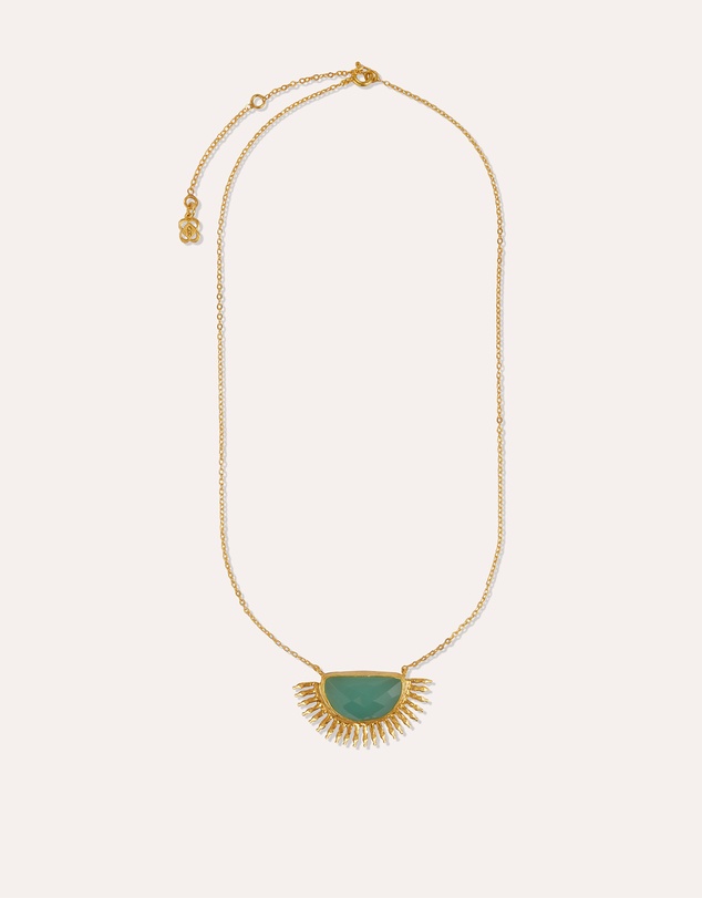 Ottoman Hands - Sunrise Aqua Chalcedony Pendant Necklace