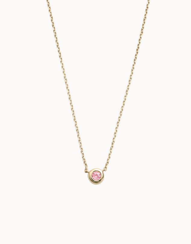 Kirstin Ash - Petite Birthstone Necklace October Pink Tourmaline