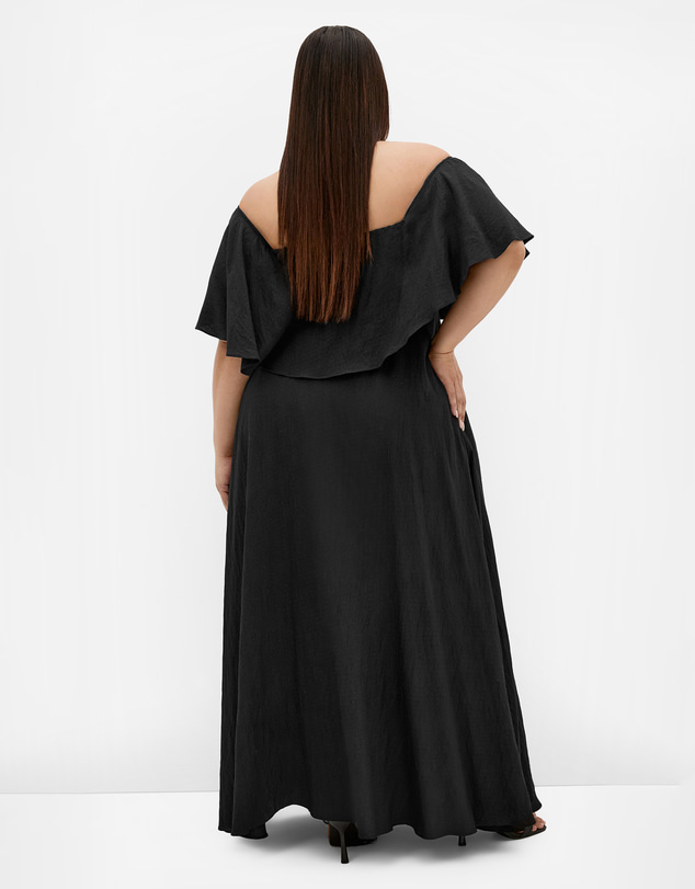 City Chic - Plus size Jacinta Off Shoulder Maxi Dress - black