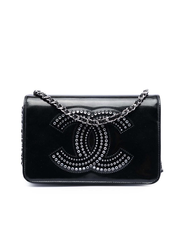 Pre-Loved by Azura Reborn - Pre-Loved CC Patent Strass Embellished Wallet On Chain