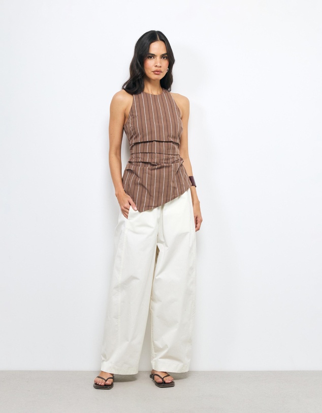 AERE - Frankie Stripe Poplin Asymmetrical Hem Top