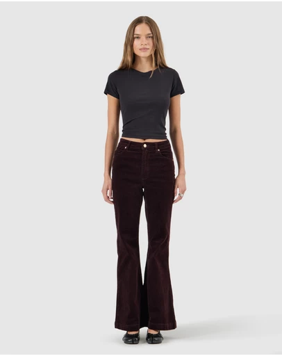 Rolla's - Eastcoast Flare Jean - Dark Cherry Cord