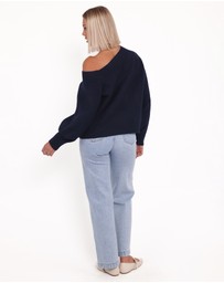Petal & Pup - Ailis Off Shoulder Sweater - Navy